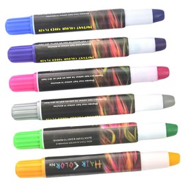 FRCOLOR 6pcs Washable Hair Chalk Vibrant Colors Hair Dye Crayon for Girls Temporary for Parties Cosplay and