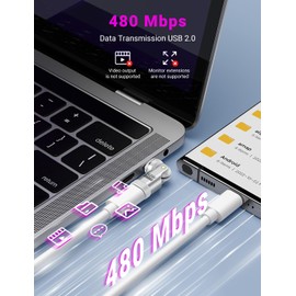 VAFOTON 240W USB C Magnetic Adapter, 9Pin Magnetic Adapter (2 Pack), 540° Rotation USB C to Typ C Magnetic Adapter, Supports PD 240W 5A Quick Charge and Data Transfer, For Laptop/Tablet (White)