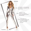 Forplay Women's Metallic Zip Front Mock Neck Catsuit, Silver, Large/X-Large