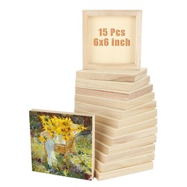 CYEAH 6x6 inch Wood Panel Boards Set of 15, Unfinished Wood Canvas Boards Wooden Panel Boards for Crafts, Painting, Pouring, Arts Use with Oils, Acrylics