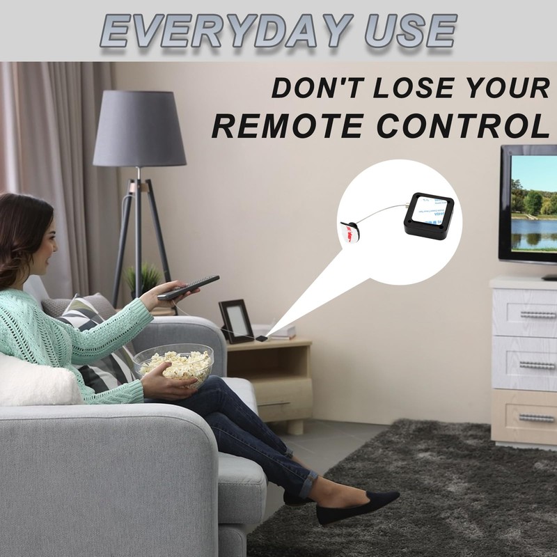 Black Retractable Remote Control Tether Locks, 2m Anti-Theft Security Spring