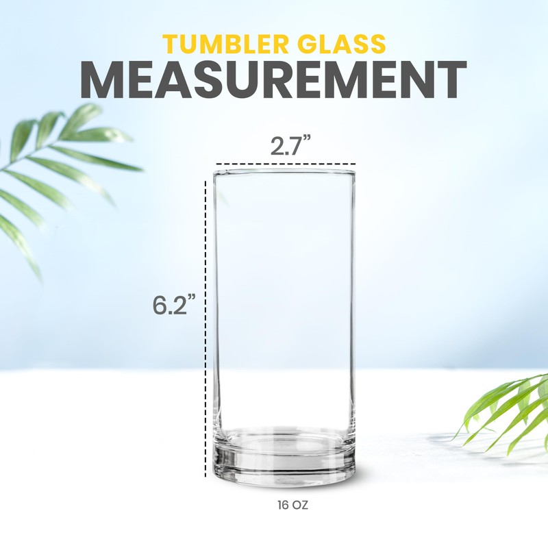 KICHLY 16 oz Clear Plastic Tumblers – Pack of 8