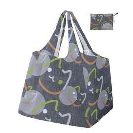 BIGHAS Eco Bag, Shopping Bag, Folding Bag, Convenience Store, Checkout, Wide Gusset, Handbag, Lightweight, Deep, Compact, Black, Durable, Men's, Women's, nyanko