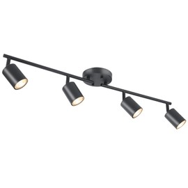BoostArea BoostArea LED 4 Light Track Lighting Kit, Black 4 Way Ceiling Spot Lighting, Flexibly Rotatable Light Head for Kitchen, Living Room, Bedroom, Bulb Not Included
