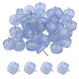 Antrader 1" x 2/5" Anti-Slip Round Shape Nail-on Furniture Rubber Feet Pad Heavy Duty Table Chair Sofa Feet Leg Bottom Cushioned Glides Floor Protector 50-Pack, Transparent