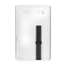 Karteo ID Card Holder Made of Polycarbonate Transparent with Slider Black for Vertical ID Cards, Pack of 1