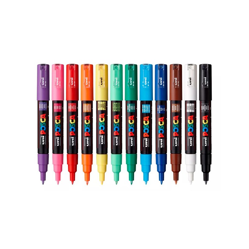 Uni posca - Plumones Rotuladores marcadores (12 unidades, punta extrafina)