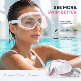 Anti-Fog Swim Goggles and Cap Set for Adults – Wide-View Waterproof Fit for Pool & Open Water