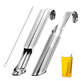 2 Pcs Stainless Steel Tea Diffuser with 1 Brush, Tea Infuser for Loose Leaf Tea, Loose Leaf Tea Steeper, Stick Pipe Tea Strainer, Long-handle Tea Filters for Tea, Coffee, Seasonings, Spices