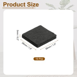 uxcell Felt Furniture Pads, 10Pcs 1.5" x 1.5" Adhesive Backed Felt Non-Slip Anti-Scratch Chair Leg Protectors for Protecting Hardwood Floor, Black