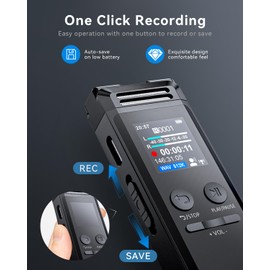 96GB Digital Voice Recorde,Voice Activated Recorder with Playback,Recording Device for Lecture,Portable Dictaphone Tape Sound Audio Recorder with Line-in