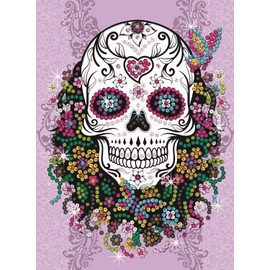 Mammut 8311824 Sequin Art Teen Craft, Sequin Picture Flower Skull, Skull, Craft Set with Styrofoam Frame, Picture Template, Sequins, Pins and Instructions, for Children from 8 Years