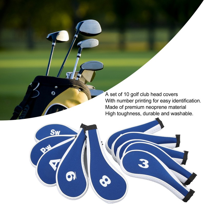 10pcs Golf Iron Head Cover with Number Printing Neoprene Zippered