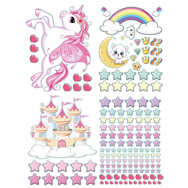 Unicorn Star Wall Stickers Fluorescent Rainbow Wall Stickers Decor for