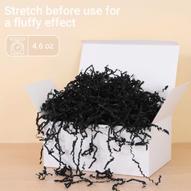 EUSOAR 4.5oz Black Crinkle Paper Filler, Gift Bag Box Basket Filler Paper Shred Cushioning Confetti, Craft Bags Wrapping Stuffing Gift Baskets Bag Filling for Birthday Weddings Anniversaries Party