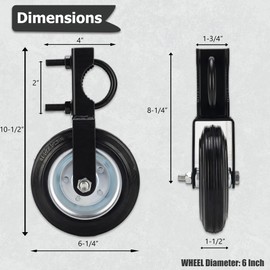 Auxdee 6" Heavy Duty Gate Wheel Pack of 1, Farm Gate Wheel for Chain Link Fence, Gate Helper Wheel for Swing Metal Tube Gate with 1-5/8" Thru 2" Gate Frames,Prevent Gate from Dragging, Black