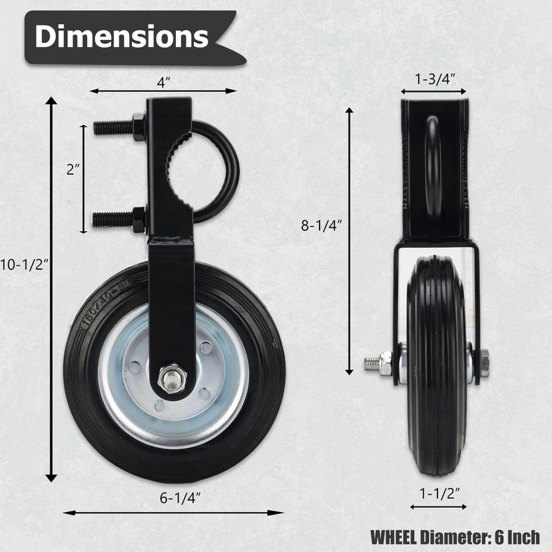 Auxdee 6" Heavy Duty Gate Wheel Pack of 1, Farm