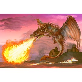 YINGJIEKISSU Jigsaw Puzzles 1000 Pieces for Adults -Dragon Blowing Out fire- Premium Wooden Perfect Interlocking Clear Printing