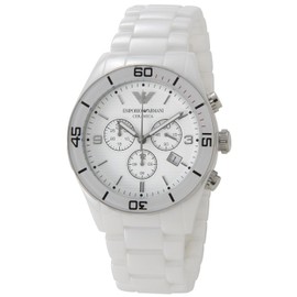 EMPORIO ARMANI AR1424 Men's Ceramica White Chronograph, white, Bracelet Type