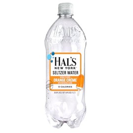 Hal's New York Seltzer Carbonated Flavored Sparkling Water, Zero Sugar, Zero Calorie, Zero Carbs, 1 Liter (Pack of 15, Orange Creme)