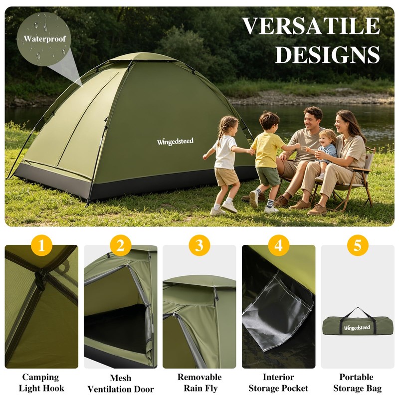 Camping Tent for 1-2 Person, Waterproof Backpacking Tent, Lightweight Dome