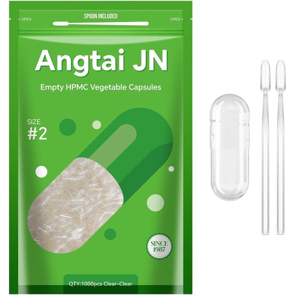 Angtai JN Empty Capsules, AngtaiJN 1000 Count Clear Vegetarian Capsules,