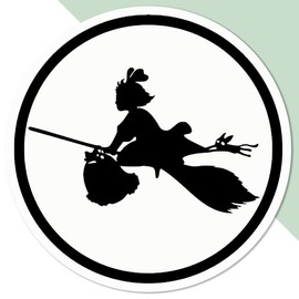 Medium 100mm 'Anime Witch Silhouette' Permanent Sticker Decal for Cars/Windows/Bins/Walls etc (DW00129249)