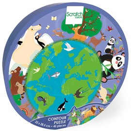 Scratch Europe 276181196 Animals Contour Children, Mini Shape Puzzle World, 45 Pieces