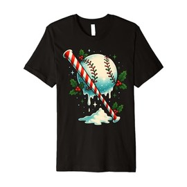 Baseball Cane Candy Bat Winter Holiday Artwork Premium T-Shirt