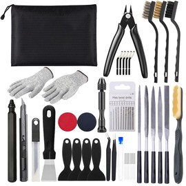 62PCS 3D Printer Tool Kit, 3D Post-Processing Accessories with Hand Drill, Deburring Tool, Cutter, Needle Files, Scrapers, Brushes, Tweezers, and Nozzle Cleaning Set for 3D Model Finishing