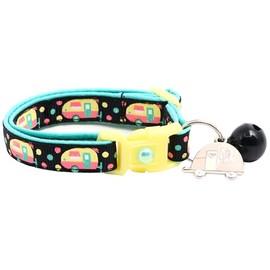 Collar de gato con dije y campana, cuello de seguridad separable | ajustable de tamaño grande o collar de gatito (negro, S (10 libras y menos))