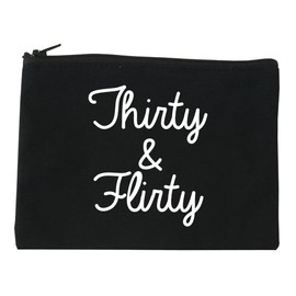 Thirty And Flirty 30th Birthday Party Cosmetic Makeup Bag Black Medium
