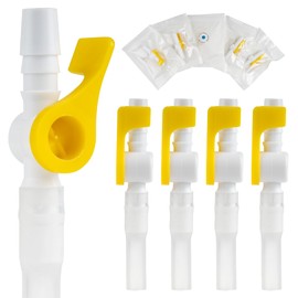 Catheter Valve 5 Pack – Sterile, Single-Use Urine Drainage Valves with Safety Lever, Universal Connector, and Soft Silicone Tubing – One-Hand Operation, Leak-Proof & Comfortable Design