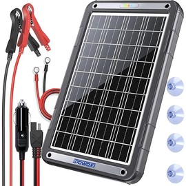 POWOXI 12V Solar Car Battery Charger: 15W Solar Trickle Charger Maintainer with MPPT Controller for Car - RV Boat Marine Motorcycle - Solar Panel Kit for Automotive Trailer Truck Snowmobile Tractor