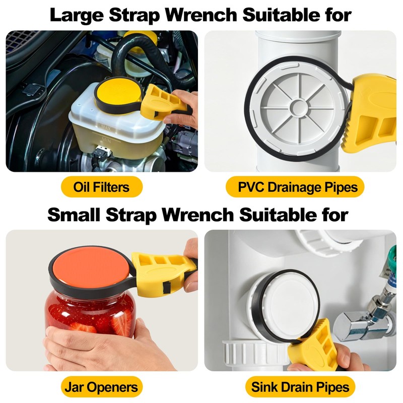 SYFLHYP 2 Unit Pack Heavy-Duty Adjustable Rubber Strap Wrenches Set