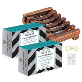 Kalliston Volcanic Lava Extract Soap (2) and Soap Dish