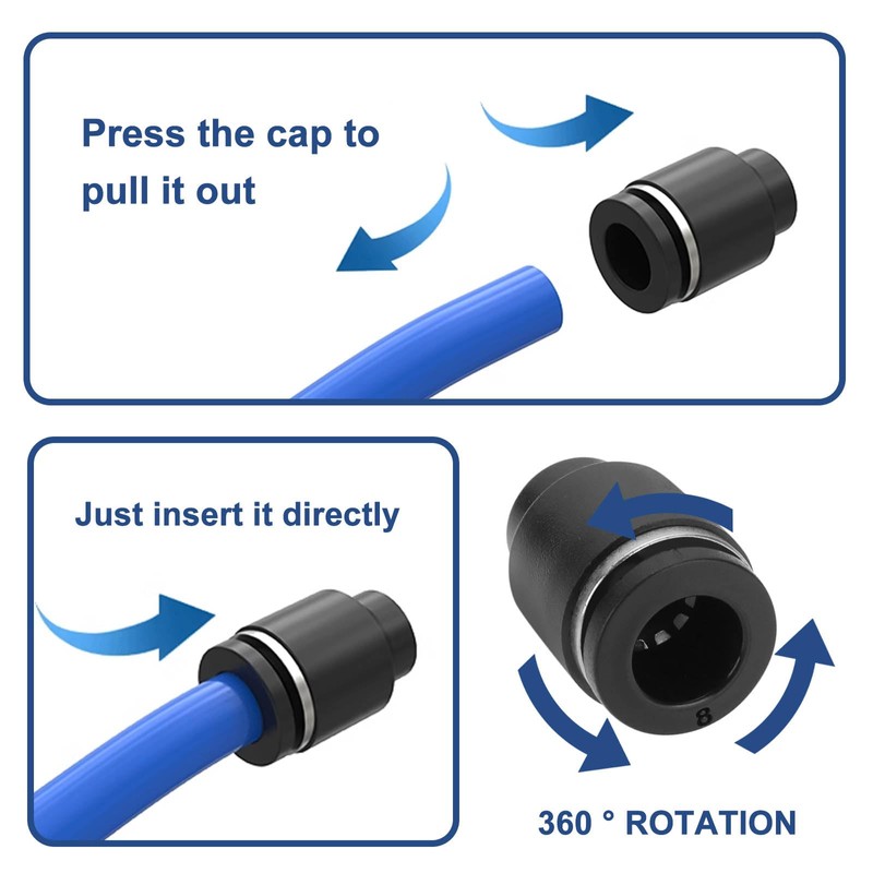 OTOTEC Pack of 10 8 mm Outer Diameter Push-to-Connect Connector