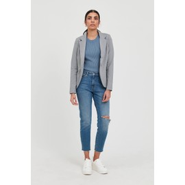 ICHI IHKATE BL Women's Blazer, Short Stretch Jacket, One-Button, with Lapel Collar, Grey blend (10020)