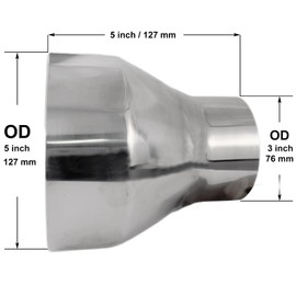 Atokrtact 3"OD - 5"OD Exhaust Pipe Reducer Adapter 304 Stainless Steel for Universal Car Connector (3"OD - 5"OD)