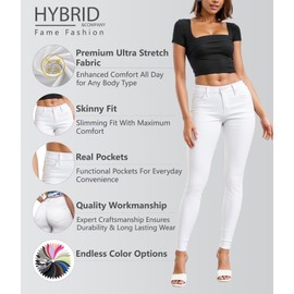 Hybrid & Company Womens Hyper Ultra Stretch Comfy Skinny Leg Work Casual Pants P44876SK White S Long