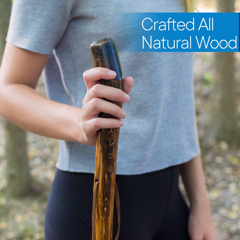 RMS Natural Wood Walking Stick - 48 Inch Handcrafted Wooden