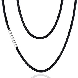 swars Necklace, Men's, Choker, Wax Cord, Chain, Stainless Steel, Hypoallergenic, Accessory, Stainless Steel