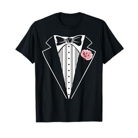 Tuxedo Funny Kids Adult Rose Boutonniere Pink Tuxedo Costume T-Shirt