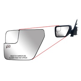 Replacement Driver Left Side Mirror Glass Heated with Back Plate for Ford F-150 from 2021 to 2023