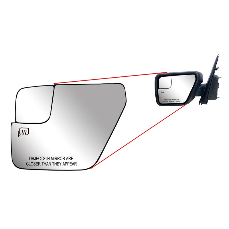Replacement Driver Left Side Mirror Glass Heated with Back Plate