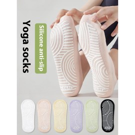 svlftecon Women Yoga Pilates Socks with Grips Non Slip Full Toe Cotton Spandex for Summer Ankle Socks Series 13, 6, Color, Each, 1, Small