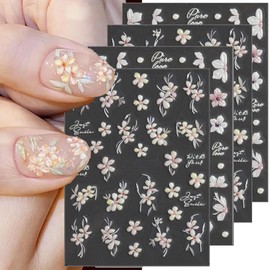 5D Spring Flowers Nail Art Stickers Cherry Flower Nail Stickers for Women Small Flower Nail Decals for Nail Art Supplies Cute Floral Stickers for Nails Cherry Blossom Nails Stickers Nail Accessories