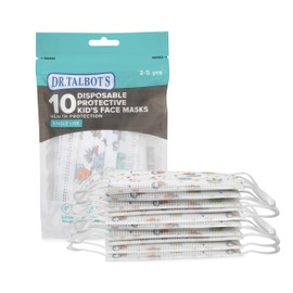 Dr. Talbot's Disposable Protective Face Masks for Boys 2-5 Years - 10-Count - Disposable 3-Layer Single Use Face Masks with Easy-Bend Nose Clip and Soft Ear Loops