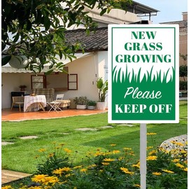 vfsxcmi New Grass Growing Please Keep Off Yard Sign With Stakes 8x12 inches Rustproof Reflective Aluminum Keep Off Grass Lawn Sign Stand for Home Garden Lawn Outdoor