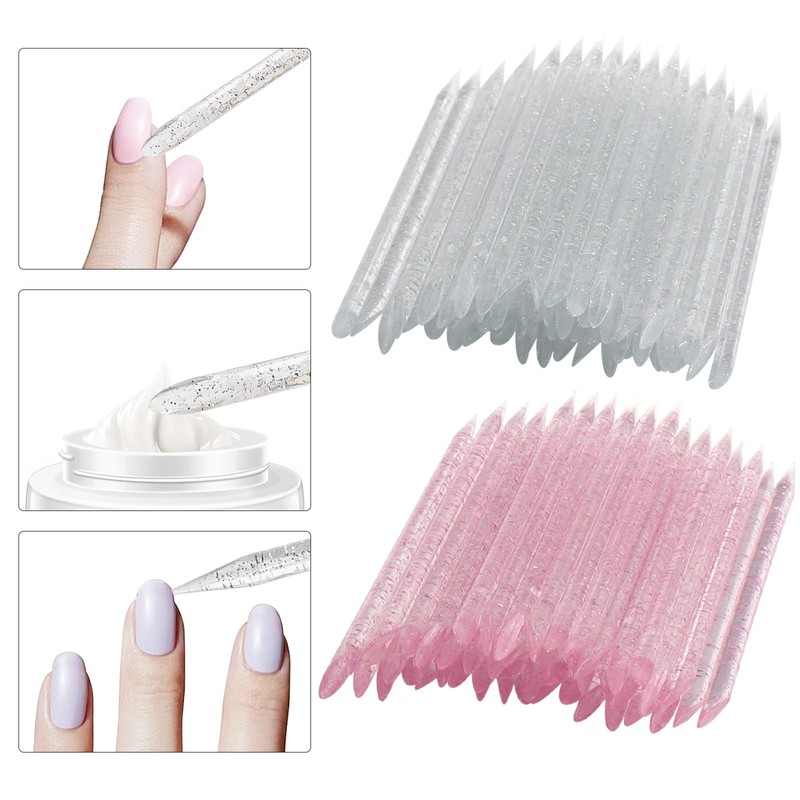 100 Pcs Professional Disposable Nail Stick Cuticle Pusher Bulk Crystal